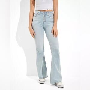 American Eagle light wash high rise flare jeans size 0